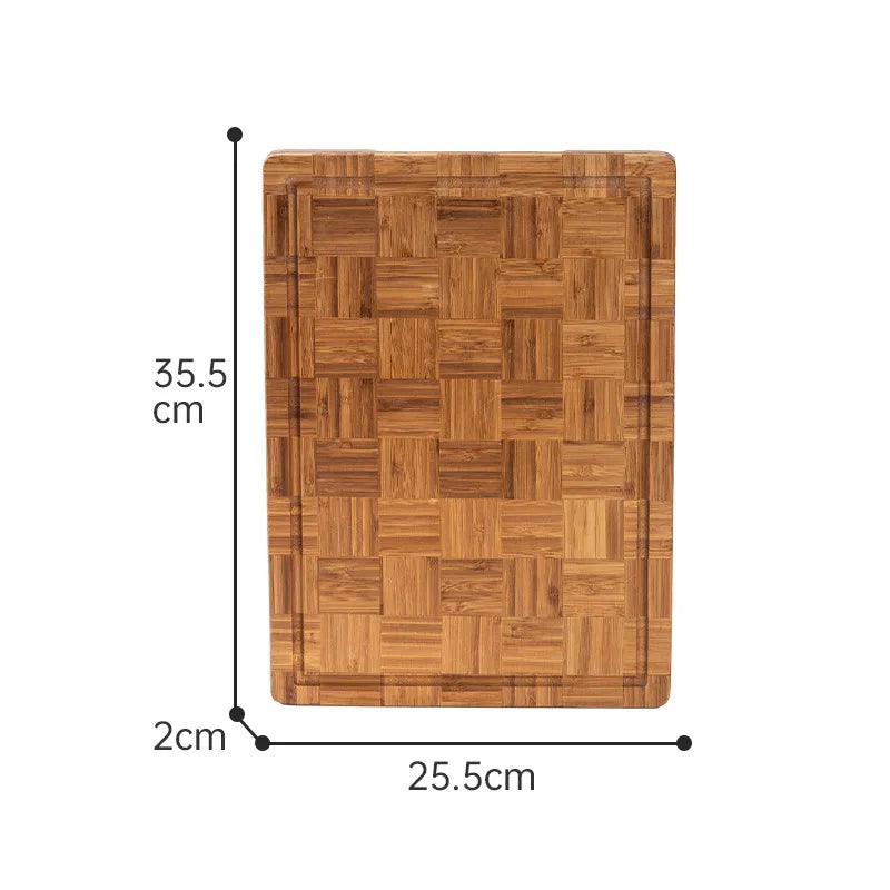 Checkerboard Moso Bamboo Cutting Board, Bamboo Chopping Board with Juice Groove & Hanging Carry Hole, Portable Fruit Vegetable