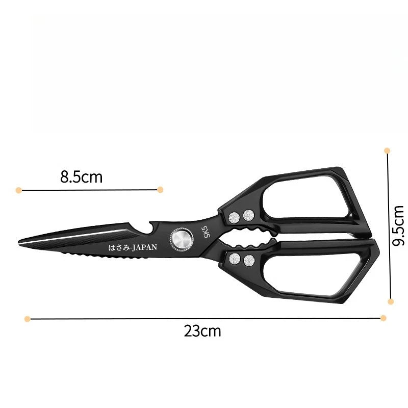 Japanese Kitchen Scissors Household Black Titanium Stainless Steel Multi-functional Scissors for Chicken Bones and Fish Killing