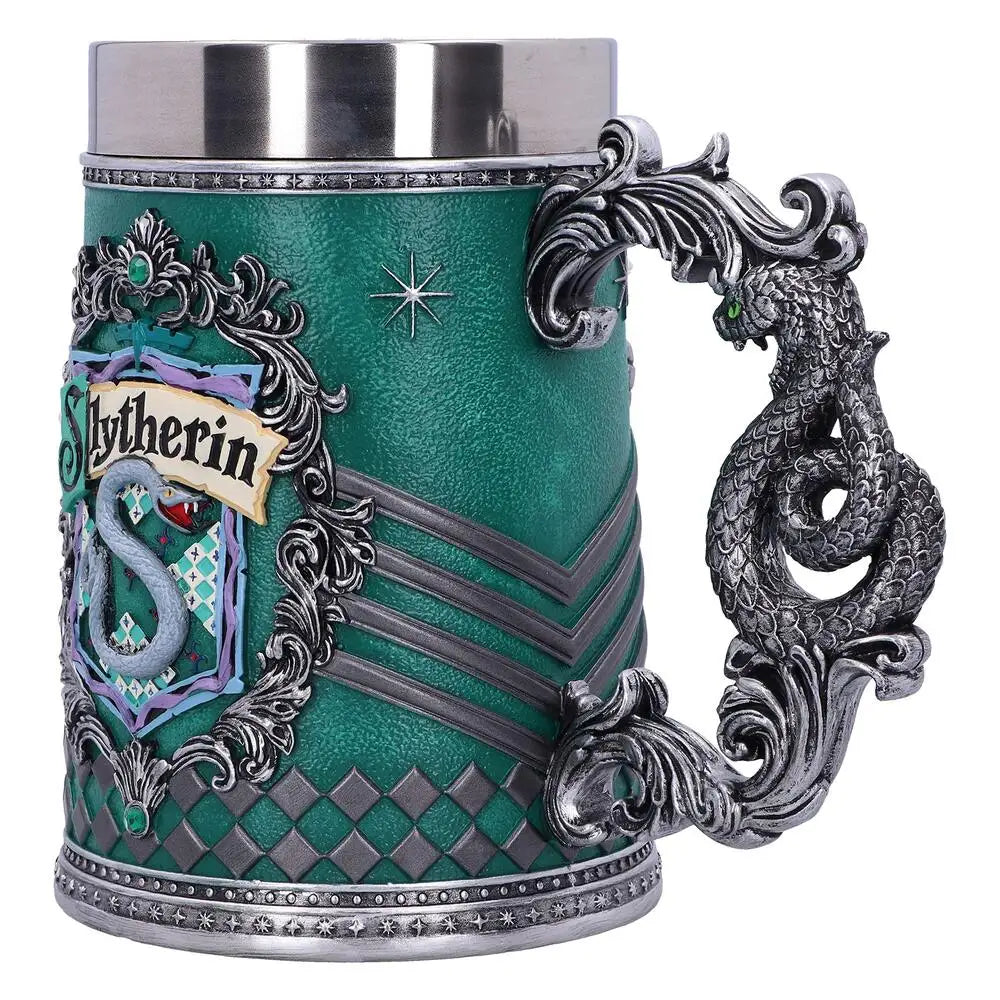 Vintage Medieval Heraldic Crest Beer Mug Lion Eagle Snake Badger Sculpture Handle Resin Stein Mug with Stainless Steel Liner