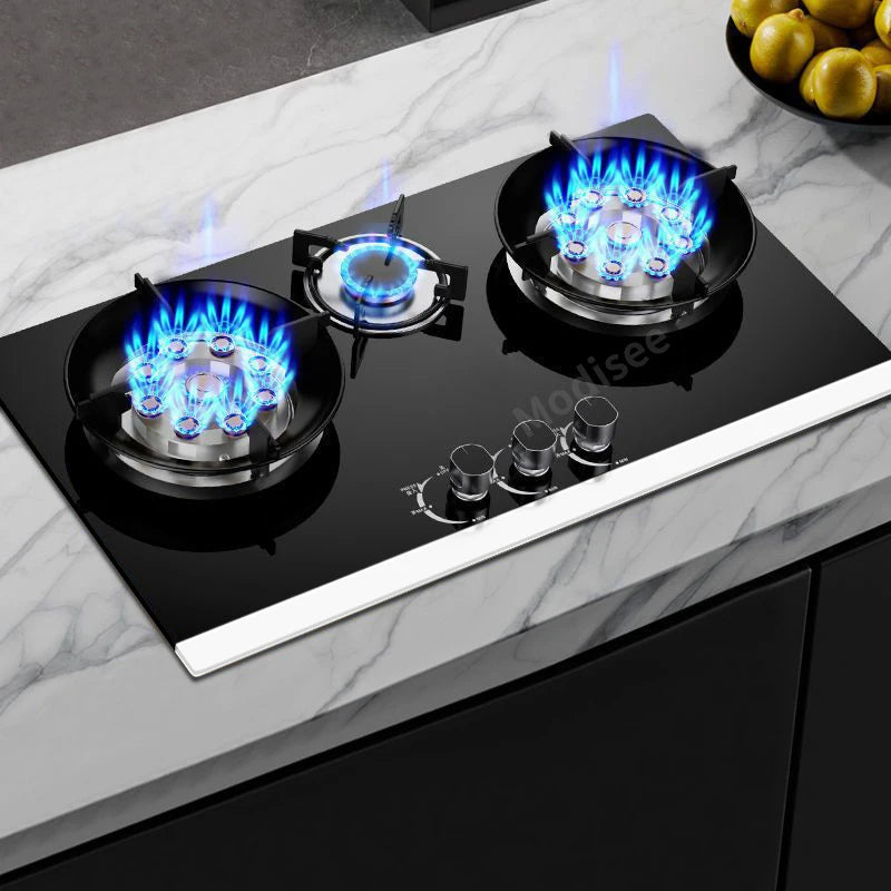 Built In Gas Hob 3 Burner Stove Dual Fuel LPG LNG Fierce Fire 3 Dual-Use Stoves For Household Kitchen High Pressure Fierce Flame