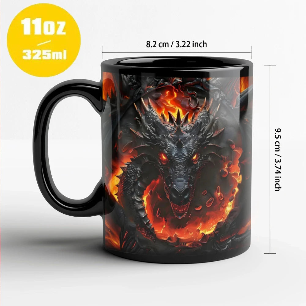 Dark Dragon Ceramic Mug - Stylish Fantasy Design, Perfect Gift for Gamers