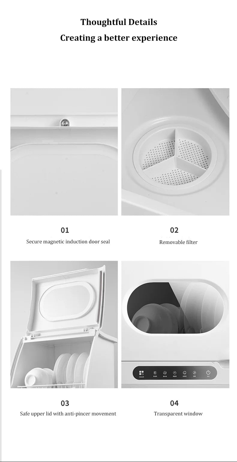Customizable Smart Built-in Mini Dishwasher Fully Automatic 4 Sets Capacity Class Energy Efficient Easy Install for Household