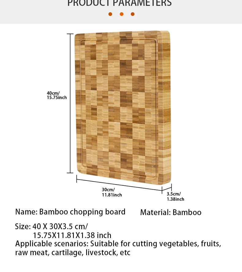 Large Bamboo Cutting Board Kitchen Chopping Block Butcher Board for Meat Fruit Vegetables Thick Chopping Board With Juice Groove