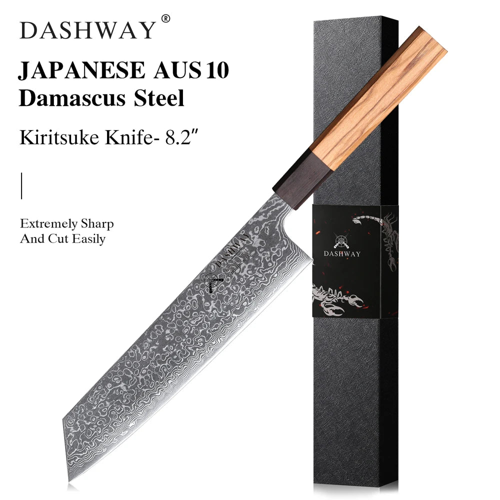 DASHWAY 1PC-7PCS Professional Kitchen Knives Set Utility Santoku Bread Japanese Handmade 67 Layer Damascus Steel Chef Knife