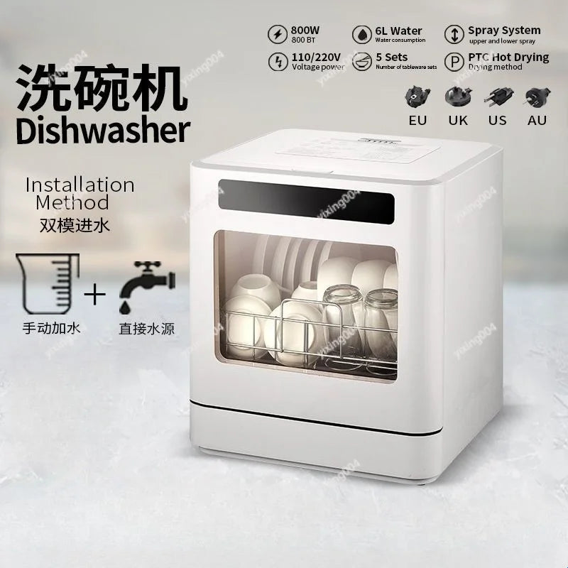 Portable Countertop Dishwasher No Installation Smart High Temp Drying Household Washer