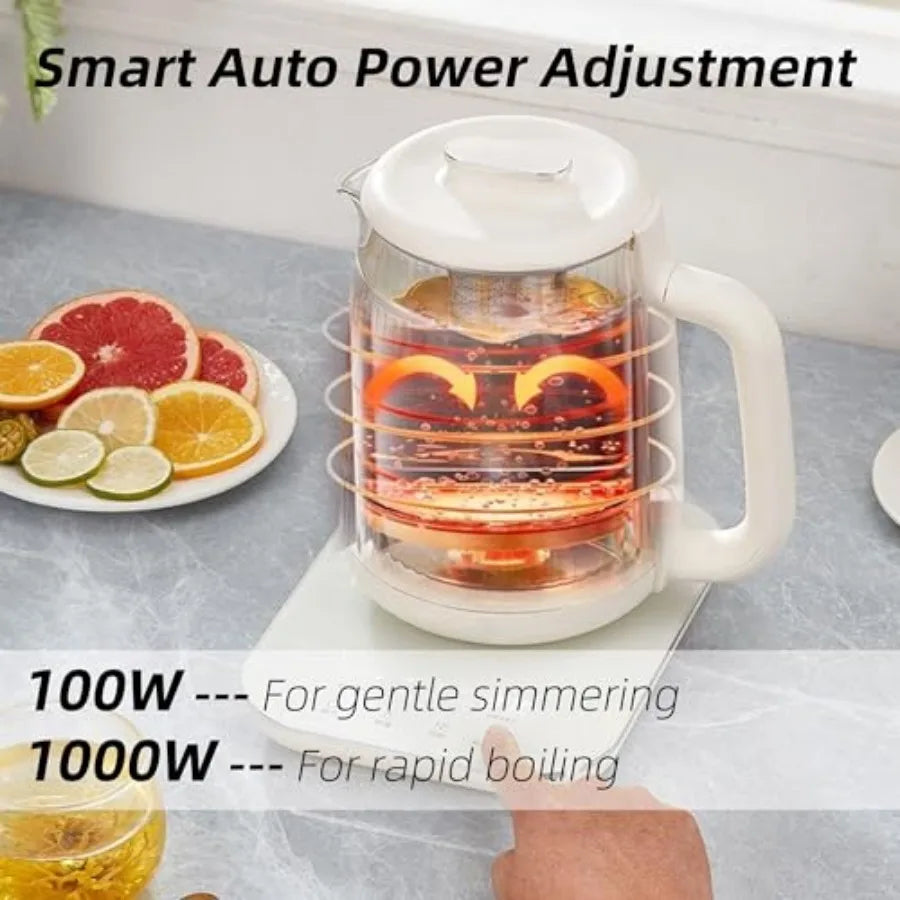 Health Pot 1.5L Double-Layer Glass Electric Kettle with Stew Pot 9-in-1 Multi-Function Tea Maker for Soup Porridge Herbal Tea S