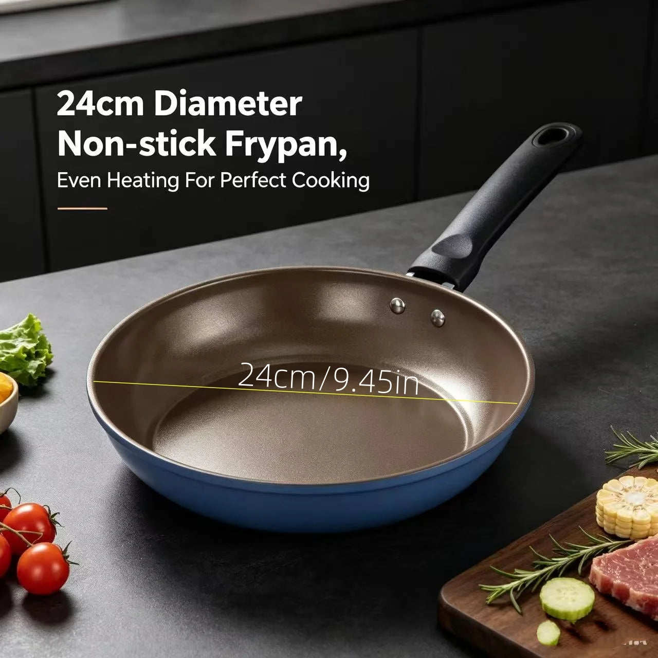 9.45 Inch Non-Stick Frying Pan, 24cm Kitchen Skillet for Steak, Eggs and Pancakes, Compatible with Induction & Gas Stove