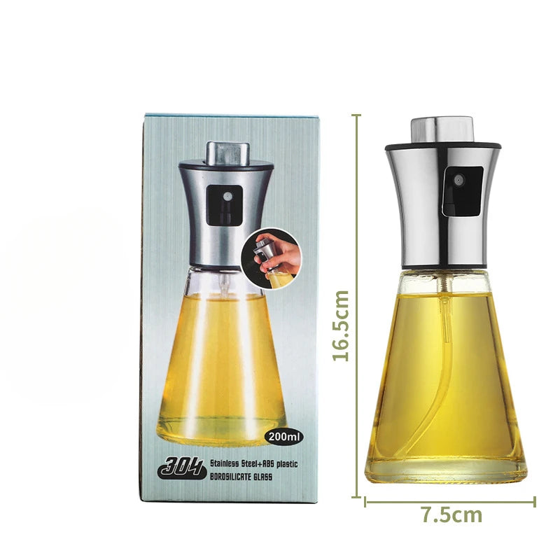 Kitchen Oil Sprayer for Cooking,6.8oz/200ml Olive Oil or Vinegar, Trigger Design,Stainless Steel Vinegar Glass Spray Bottle