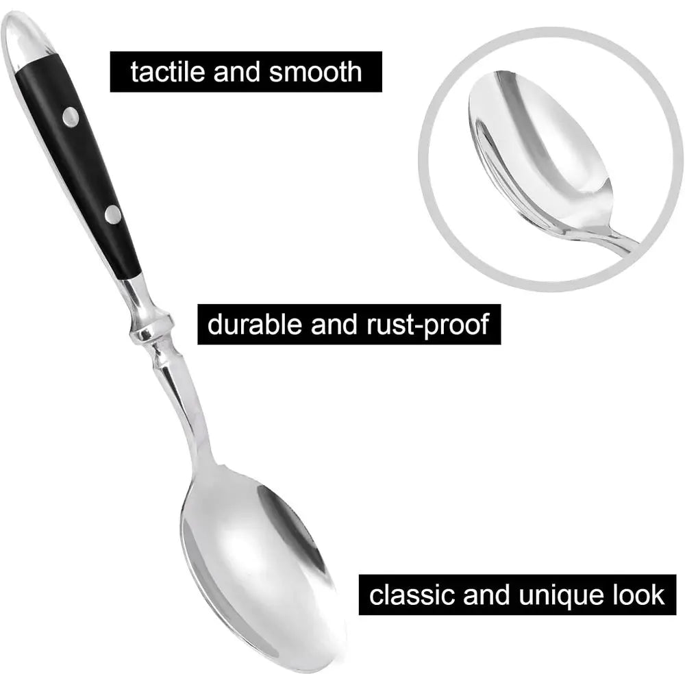 Vintage 20-Piece Stainless Steel Silverware Set with Black Bakelite Handles, Dishwasher Safe for 4-Person Service
