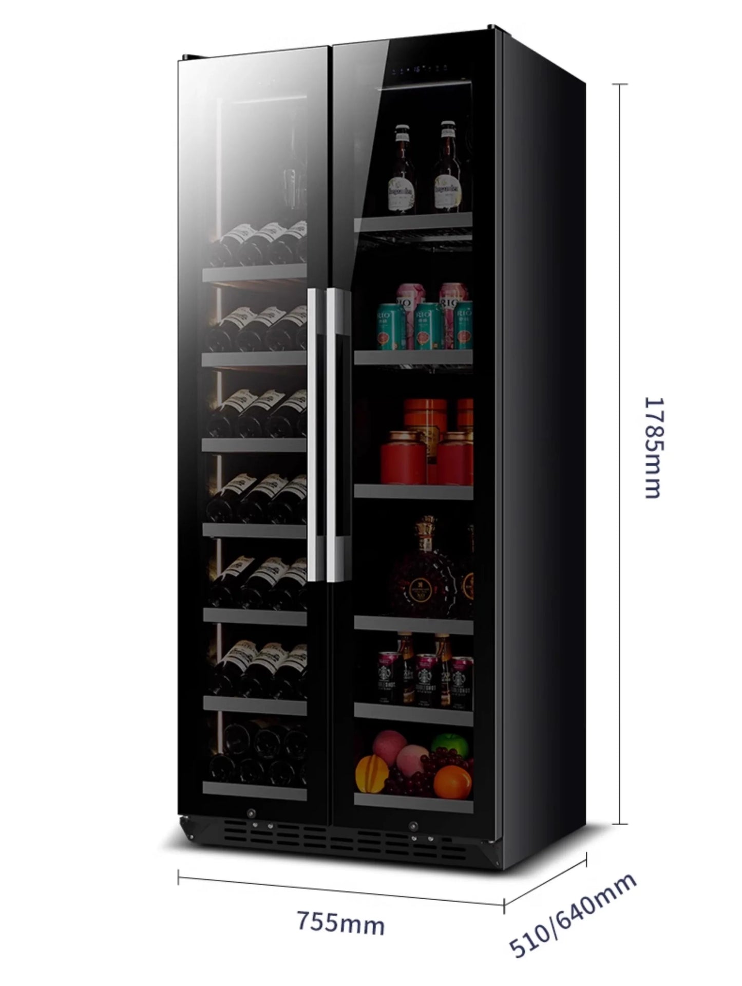 Ultra-Thin Double-Door Wine Cabinet with Constant Temperature Embedded Ice Bar Refrigerator for Home Party Wine Coolers Chillers