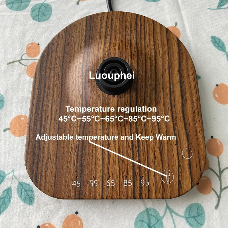1.7L Vintage Wooden Grain Electric Kettle 304 Stainless Steel Boiling Water Kettle Temperature Control Electric Teapot 220V