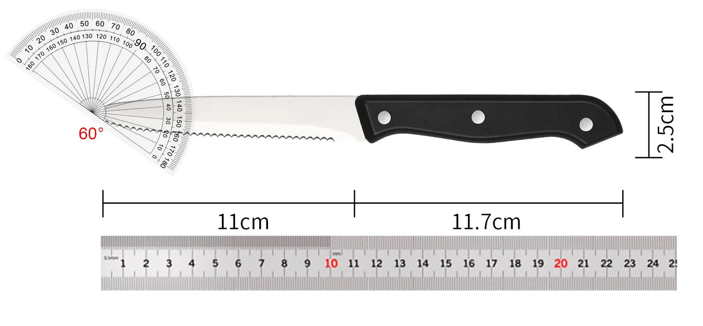 12 Pieces 4.5 Inch Steak Knives Set, Round Tip Serrated Steak Knives with POM Triple Rivets Handle, Dishwasher Safe