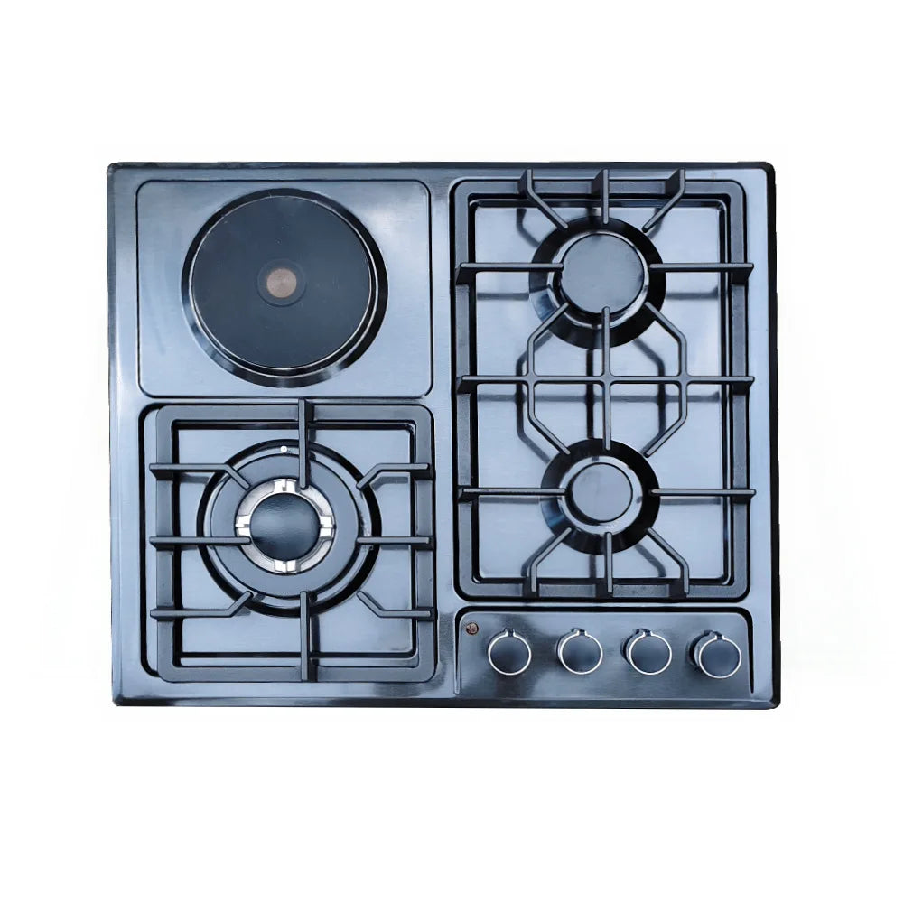 4 Burner Gas Stove, Stainless Steel, Tabletop and Built-in, Natural Gas and LPG, Multifunctional Cooktop