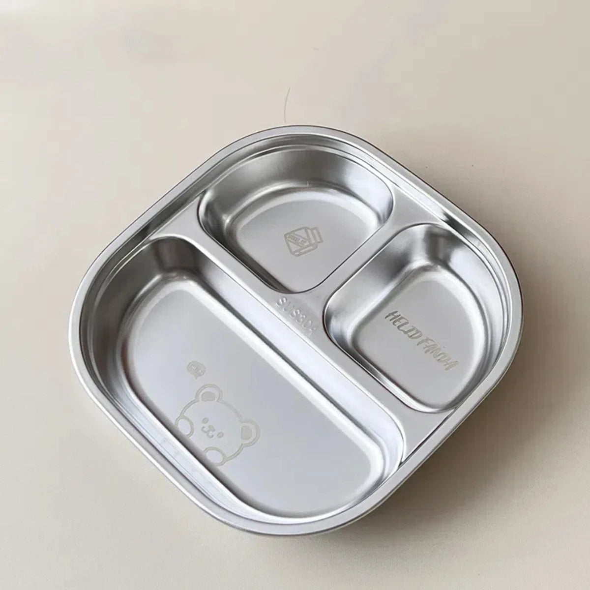 WORTHBUY Capybara 3/4 Grids Food Plate Dishes 304 Stainless Steel Divided Dinning Plates Salad Plate Tableware Dishwasher Safe