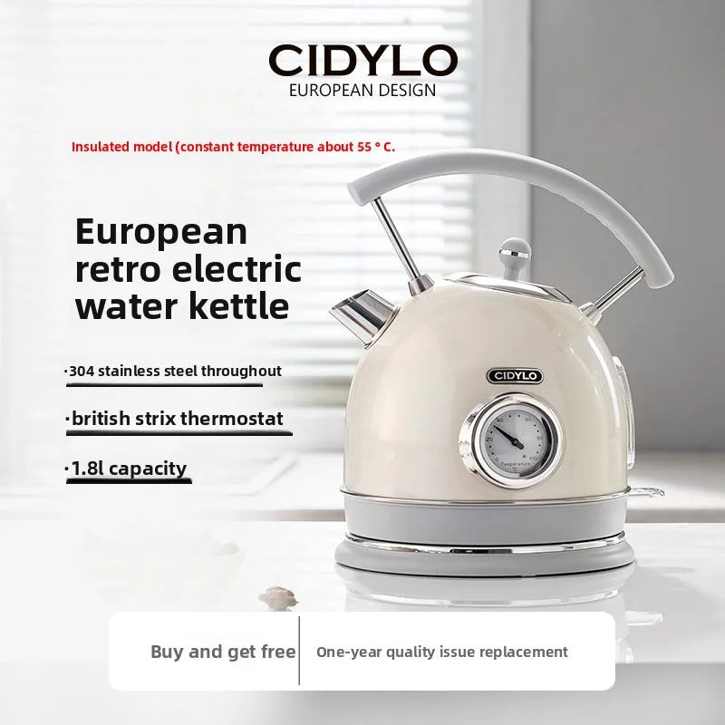 220V European Style Electric Kettle Vintage Red High Capacity ABCDFEG