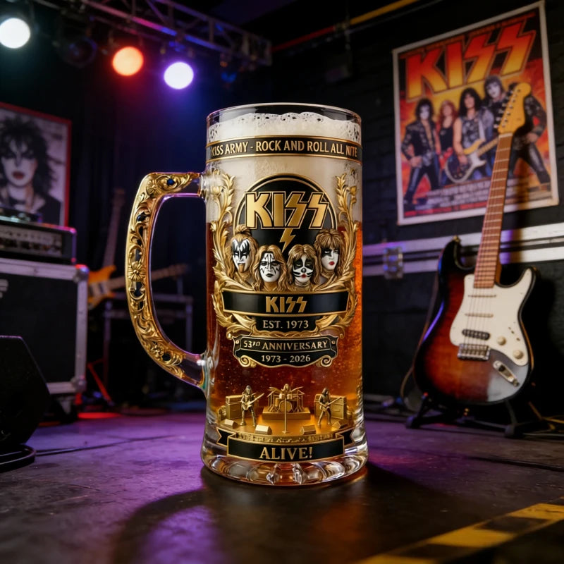 KISS 53rd Anniversary Commemorative Beer Mug Collectible Glass Tankard Barware Gift