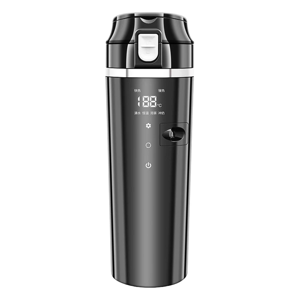 12V/24V Car Heating Cup Smart Temperature Control Electric Kettle Stainless Steel Car Heated Smart Mug 500ML Water Warmer Bottle