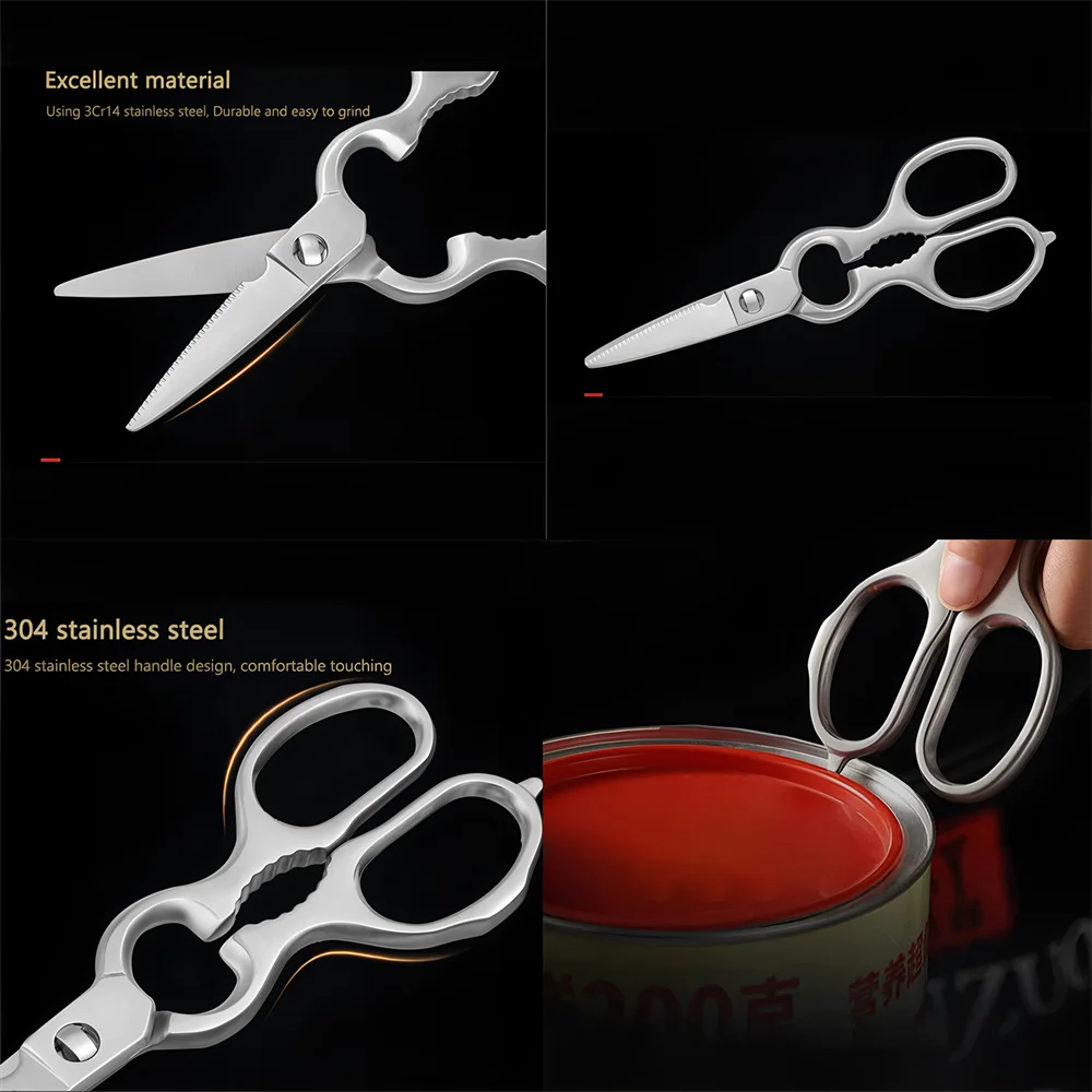 Multi-Functional Kitchen Scissors Chicken Bone Scissors Non-Slip Handle Fish BBQ Scissors Cooking Scissors Scissors Tools