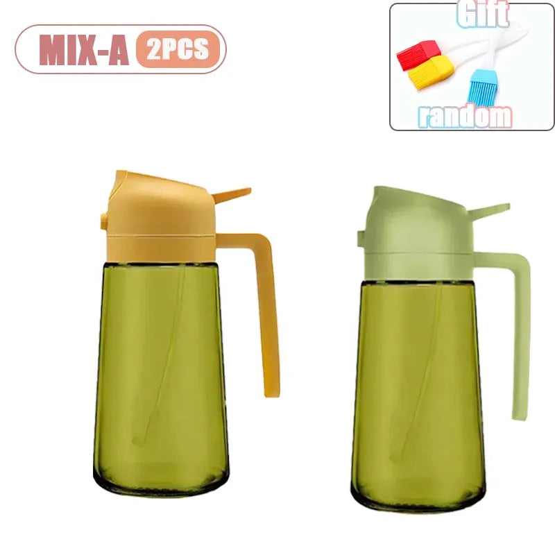 1-4PCS 2-in-1 Olive Oil Dispenser Bottle with Spray and Pour Function Glass Oil Sprayer for Kitchen Cooking BBQ Salad Baking