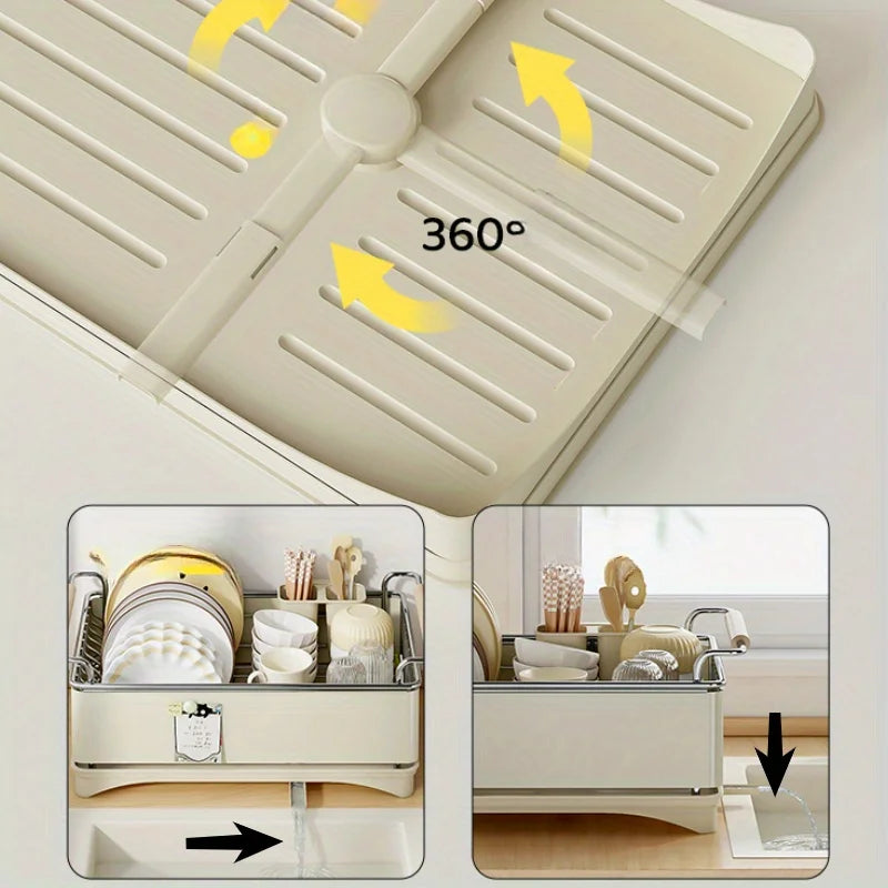 Dish Drying Rack, Kitchen Countertop Dish Drying Rack, 304 Stainless Steel Dish Rack, Stainless Steel Dish Rack with Drain Board