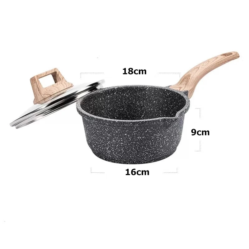 DONNOR 2.5Qt Sauce Pan With Lid Nonstick Granite Saucepan for All Stove Top Sauce Soup Pot Milk Pan with Pour Spouts JT281