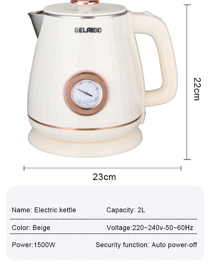 GELAIBO electric kettle mechanical thermometer shows the temperature, high-quality temperature control, European-style fashion s