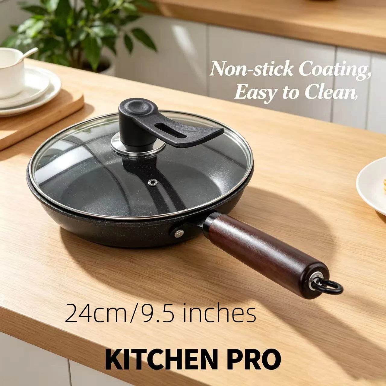 Granite Non Stick Frying Pan, Household Skillet for Steak Egg Pancake, All Stoves Compatible, Works with Induction & Gas Stove