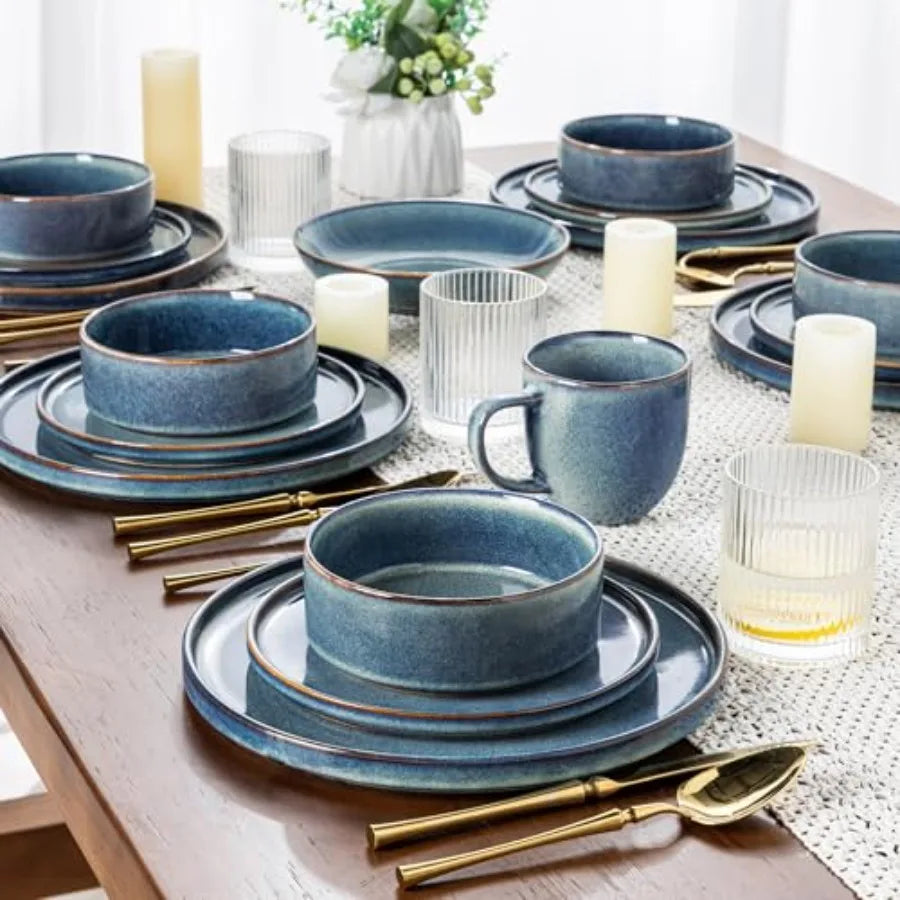 Ceramic Dinnerware Sets Handmade Stoneware Plates and Bowls Sets Highly Chip and Crack Resistant Dishwasher and Microwave Safe