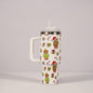 Christmas pattern mug with festive reindeer design and green handle, perfect for holiday beverages.