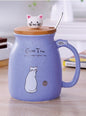 colorful ceramic coffee mugs with lids and cute cat designs for tea and milk