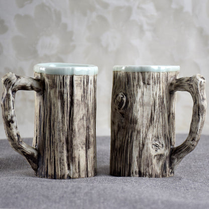 creative porcelain hot bark mug - Hot bark mugs
