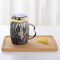 Marbling mug set with colorful designs and gold accents, perfect for stylish coffee lovers.