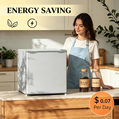 White Mini Refrigerator, Compact Single Door Fridge with 41dB Ultra Quiet Operation, Energy Saving, Small Cooler for Bedroom, Dorm, Office, Apartment, Keep Food & Beverages Fresh All Day