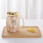 Marbling mug set with colorful designs and gold accents, perfect for stylish coffee lovers.