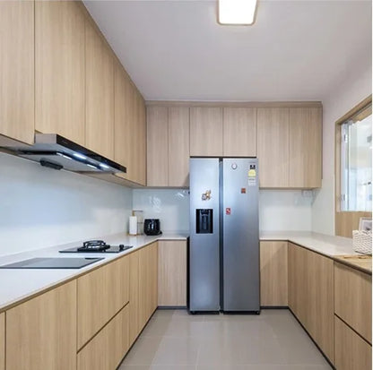Modern Customizable Flat Panel RTA Kitchen Cabinet Plywood Construction Lacquer Finish Includes Faucet Sink Backsplash Villa