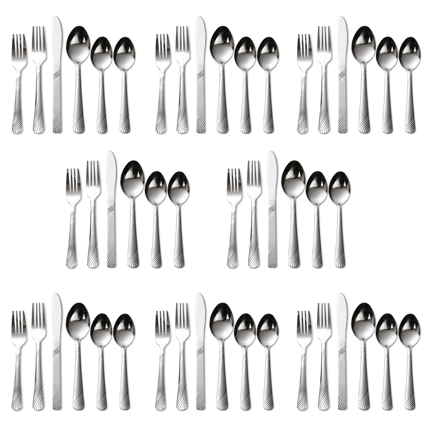HANSMART 48Pcs Stainless Steel Cutlery Set, Service for 8, Knives Forks Spoons, Kitchen Dinner Gift