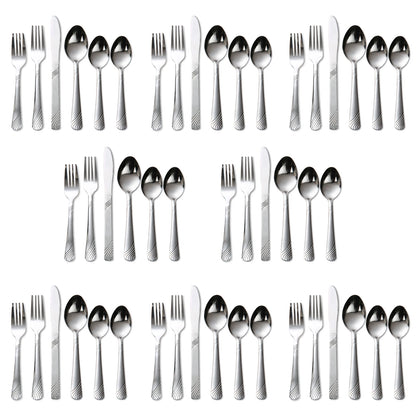 HANSMART 48Pcs Stainless Steel Cutlery Set, Service for 8, Knives Forks Spoons, Kitchen Dinner Gift