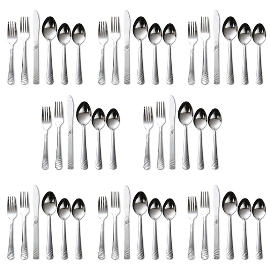 HANSMART 48Pcs Stainless Steel Cutlery Set, Service for 8, Knives Forks Spoons, Kitchen Dinner Gift