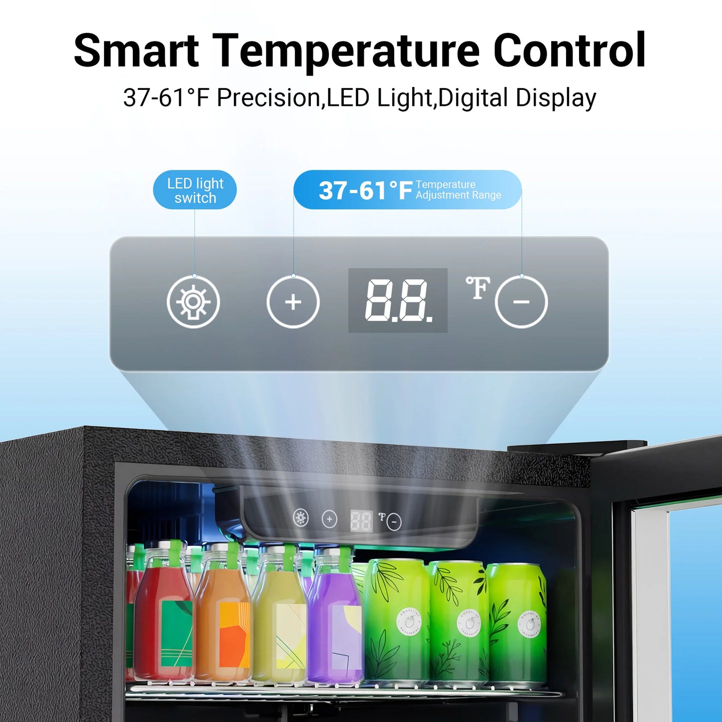 Beverage Refrigerator and Cooler, 130 Can Mini Fridge with Glass Door for Soda Beer for Office, Bar Adjustable Removable Shelves