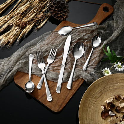 HANSMART 48Pcs Stainless Steel Cutlery Set, Service for 8, Knives Forks Spoons, Kitchen Dinner Gift