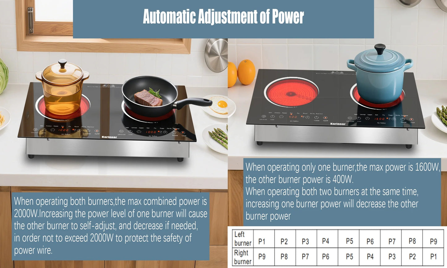 Karinear Portable Electric Stove 110V, 1800W Electric Hot Plate with Handle, Knob Control Single Burner Electri Cooktop, Ceramic Infrared Countertop Burner, Timer, Safety Lock(Pink)