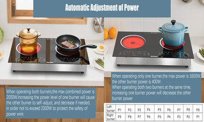 Karinear Portable Electric Stove 110V, 1800W Electric Hot Plate with Handle, Knob Control Single Burner Electri Cooktop, Ceramic Infrared Countertop Burner, Timer, Safety Lock(Pink)
