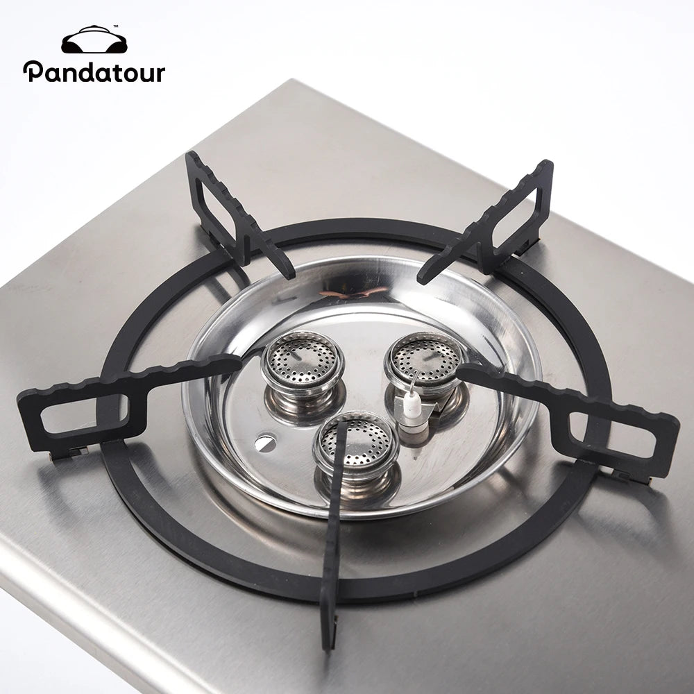 Pandatour IGT Windproof Easy Equiped Table Stove Stainless Steel One lick Ignite 3 Burners High Power Stove Outdoor Camping