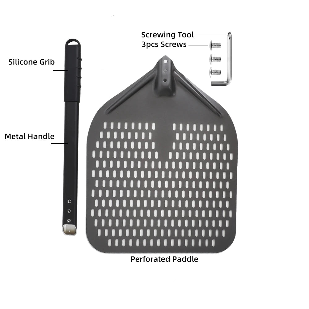6&12 13 14  Inch Aluminum Pizza Peel Bread Paddle Pizza Oven Turning Peel Hard  Anodized Pizza  Baking Kitchen Tool Spatula