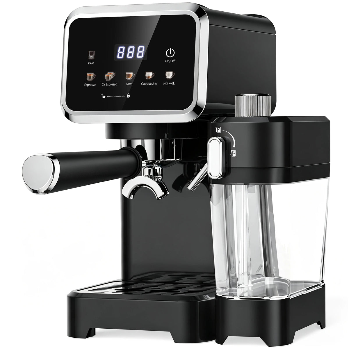 Espresso Machine with Color Touchscreen, 20 Bar Cappuccino Latte Machines with Automatic Milk Frother, Dual Boiler Stainless Steel Espresso Maker for Home, 1350W