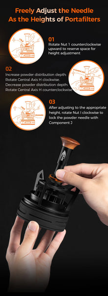 IKAPE V3 Espresso Rotary WDT,Coffee Stirrer with Dosing Funnel & Stand,Espresso Stirrer Distribution Tool for Barista