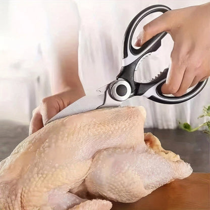 1/2 Multifunctional Kitchen Scissors Black, Wear-resistant and Sharp, Stainless Steel Food Scissors, Suitable for Duck Meat