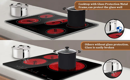 Karinear Portable Electric Stove 110V, 1800W Electric Hot Plate with Handle, Knob Control Single Burner Electri Cooktop, Ceramic Infrared Countertop Burner, Timer, Safety Lock(Pink)