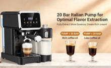 Espresso Machine with Color Touchscreen, 20 Bar Cappuccino Latte Machines with Automatic Milk Frother, Dual Boiler Stainless Steel Espresso Maker for Home, 1350W