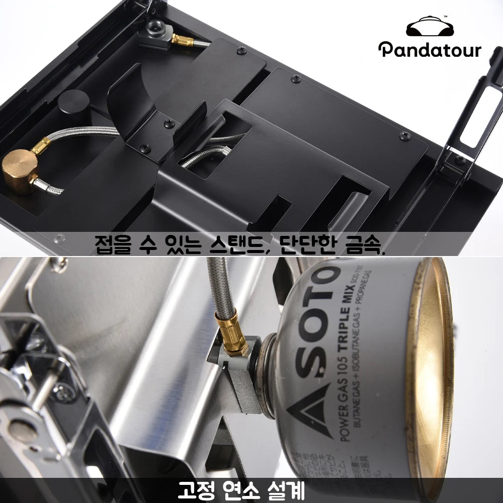 Pandatour IGT Windproof Easy Equiped Table Stove Stainless Steel One lick Ignite 3 Burners High Power Stove Outdoor Camping